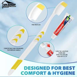 VKshop Bulk Toothbrushes Individually Wrapped with Toothpaste, 100PS Travel Toothbrush Sets,Portable Medium Soft Toothbrushes Fit for Adults,Kid, Homeless，Travel, Hotel, Donation（White,Toothpaste 5g）
