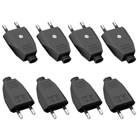 8 pieces Euro plug flat, Euro plug flat 250 V 2.5 A, power plug, Euro plug flat, flat plug, Schuko plug flat (250 V, 2.5 A), Schuko plug European plug