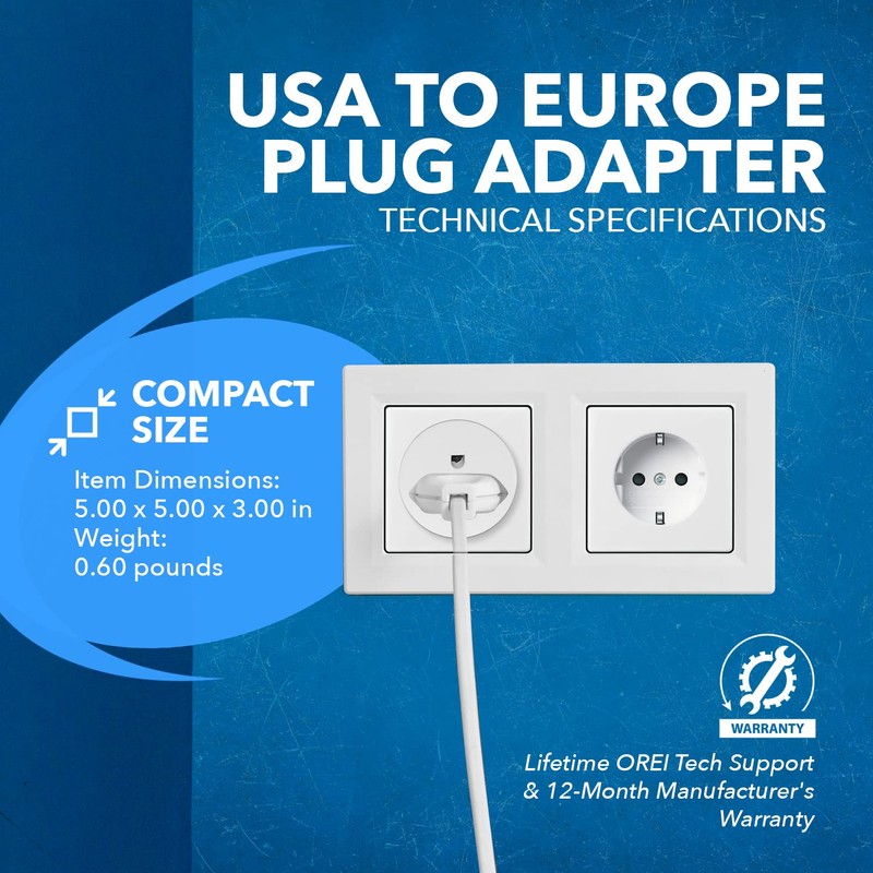 Orei American USA To European Schuko Germany Plug Adapters CE