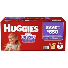 Huggies Little Movers Diapers, Size 7-41+ Pounds (88 Count)