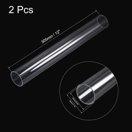 Recogwood 2Pcs Acrylic Pipe Clear Rigid Round Tube 24mm ID 30mm OD 305mm for Lamps and Lanterns, Water Cooling System