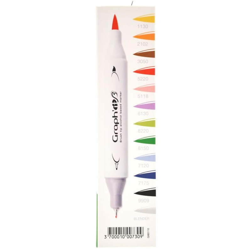 Graph' It Brush gi80110 Essential Assorted Colours (Set of 12