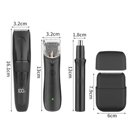 Electric Shaver,Professional Mens Beard Grooming Kit, Men's Beard Trimmer Set,EVA Storage Bag TypeC Rechargeable for Groin, Beard, Nose Ear Hair