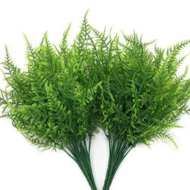 Artificial Plants, LoveniMen Plastic Grass Fern Shrubs Leaves Fake Bushes Outdoor Indoor Greenery Home Garden DÃ©cor UV Resistant Planting Filler Table Centerpieces Arrangements DIY Decoration 8 Pack