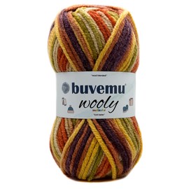 Wooly Multicolor Soft Fluffy Bulky Weight #5 Wool Blended Fast Knitting Crocheting Yarn, 25% Wool 75% Acrylic, 100 Gram (3.53 Ounces) 109 Yards (100 Meters) (No.16)
