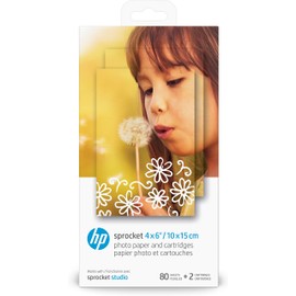 HP Sprocket HP Sprocket Studio 4x6 Photo Paper & Cartridges (80 Sheets - 2 Cartridges) Compatible ONLY with HP Studio Printer.