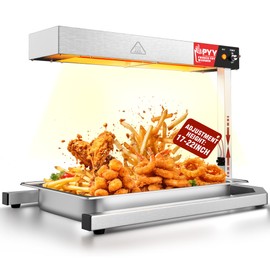 PYY Food Heat Lamp - 500W Adjustable Height Food Warmer with U Shape Base Stand,Commercial Countertop Food Warming Light with Stand for French Fries Electric Heating Radiation,Stainless Steel Silver