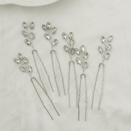 Rhinestone Hair Pins for Wedding 6PCS Bride Hair Accessories Bridesmaid Crystal Hair Clips Bobby Pins for Women Silver