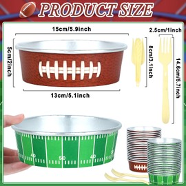 gisgfim 24 Set Football Party Supplies 18.6oz Snack Bowls Disposable Ice Cream Cups Football Game Paper Serving Bowls and Forks Tableware Kit for Sport Birthday Dinner Tailgate Party Decorations