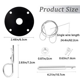 Hood Pins Kit for Car, Stainless Steel Hood Pin Plate Lock Clip with Racing Lanyard for Fixing Car Hood Cover, Universal Car Mods Automotive Exterior Accessories for Most Car Truck SUV (Black)
