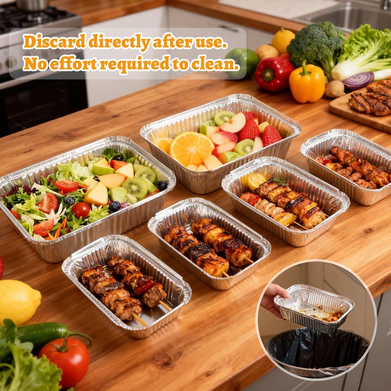 GGOLDMER 30 Pack Disposable Aluminum Foil Pans with Lids, 10x7.5