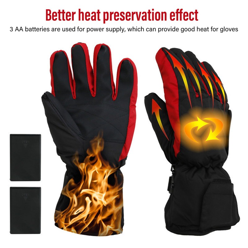 Electric Heated Gloves Polyester Waterproof Battery Powered Winter Heated Gloves