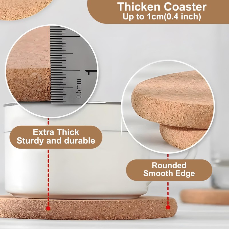 6Pcs Cork Trivet Set - 19CM Round Thick Corks Placemats
