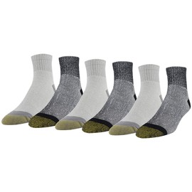 GOLDTOE Men's 656P Cotton Ankle Athletic Socks, Multipairs, Black/Grey (6-Pairs), Large