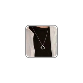 TseenYi Triangle Square Pendant Necklace Silver Geometric Pendant Necklace