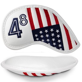 American Flag Golf Wedge Head Cover, US Flag Wedge Cover 48 for All brand - Premium Leather Golf Iron Club Head Cover Headcover for Men (1pc 48 degrees)