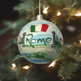 Rome Christmas Ornament Hand Painted European Glass Ball Italy [4 Inches]