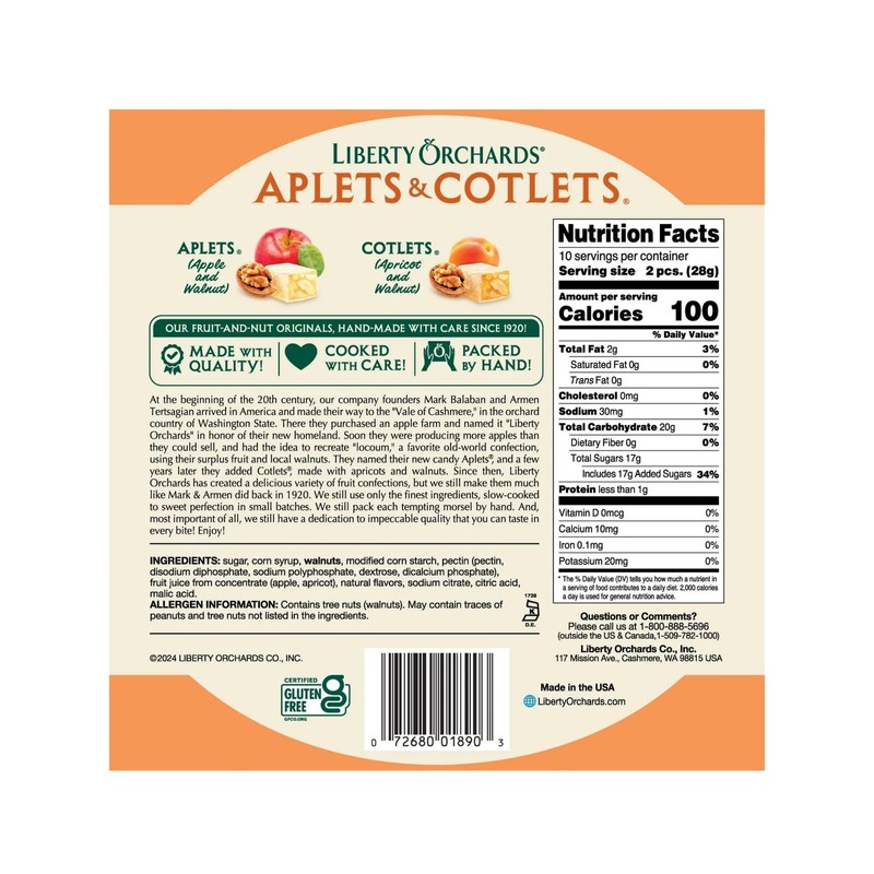 Liberty Orchards 10 Ounce Aplets Cotlets Orange Sugar Candy Vegan