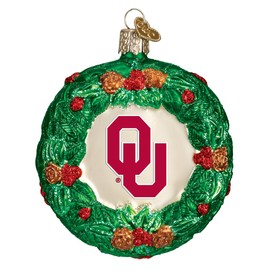 Old World Christmas - Blown Glass Oklahoma University Wreath Ornament