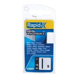 Rapid High Performance No.9 Galvanised Steel Brad Nails, Wire Length: 15 mm, 40109538 - 1000 Pieces