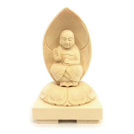Kurita Buddhist Statue [Bodhisattva] Tainai Jizo (Total Height 3.9 inches (10 cm), Width 2.6 inches (6.5 cm), Depth 2.4 inches (6 cm), Cypress Wood, Luxury Wood Carving, Square Base 9451