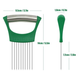 Green Stainless Steel Onion Holder for Slicing,Onion Slicer Holder, Onion Cutter for Slicing of Onions, Tomatoes,Avocados,Eggs and Other Vegetables,St. Patrick's Day Gift Kitchen Utensils (Green)
