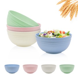 Numkey 26 oz [Set Of 4] Cereal bowl Salad bowls Small wheat straw bowls for kitchen Soup bowls Breakfast cereal bowl Unbreakable Lightweight Dishwasher&Microwave safe BPA Free (Multicolor)