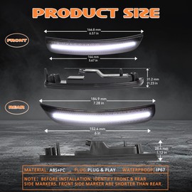 Arelokpri LED Side Marker Lights Kits for Chrysler 300 2015-2023, Front & Rear Smoked Lens, Side Bumper Marker Lights, White Sidemarker Lamp Accessories 4-Pack