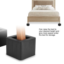4 Pieces 3.3 Inch Bed Chair Sofa Riser Feet Lift Set, Under Bed Storage Heavy Duty Furniture Risers Sturdy Furniture Riser, Stable Riser Feet Lift Set for Desk Chair Bed Black(10.5*10.5*8.5cm)