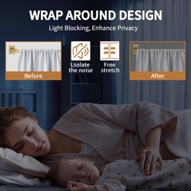 ZYRW Gold Curtain Rods, Room Darkening Curtain Rods for Windows 48 to 90 Inches(4-7.5Ft), Wrap Around Curtain Rods, Heavy Duty Blackout Drapery Rods, Modern Decorative Window Treatment Rod, Gold