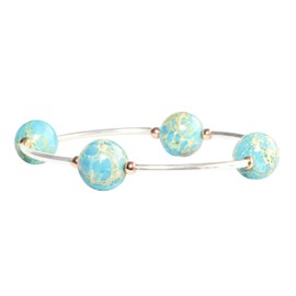 Made As Intended the Blessing Bracelet - 12MM Blue Jasper Gemstones, Regular Size