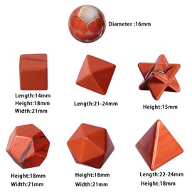 mookaitedecor Natural Red Jasper Platonic Solids Crystal Gift Set Sacred Geometry Healing Crystal Set with Merkaba Star for Meditation Reiki Chakra Wiccan Supplies Decor Witchcraft Spiritual Gift