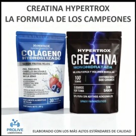 Kit Creatina 500gr  Colágeno Hidrolizado 300gr Hypertrox                                                                                              