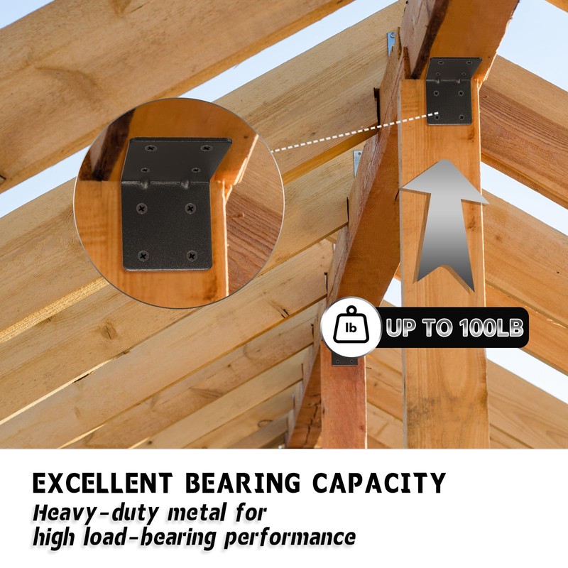 MOZCORN 4 Pack L Brackets for Wood Matte Black Strong