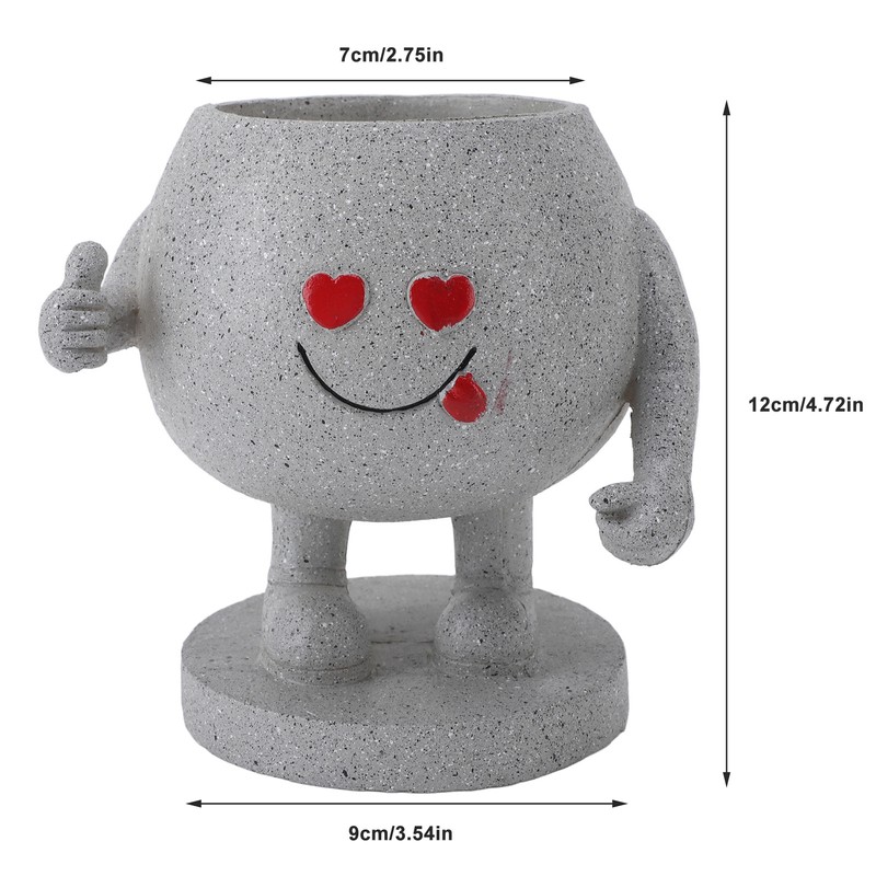 Succulent Pot Adorable Smiling Figure Standing Thumb Up Resin Flower