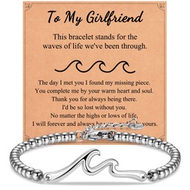 IKIATY Gifts for Girlfriend, Valentines Day Gifts for Her, Wave Bracelet for Women, Stocking Stuffers for Adults Women, Anniversary Christmas Birthday Gifts for Girlfriend Her