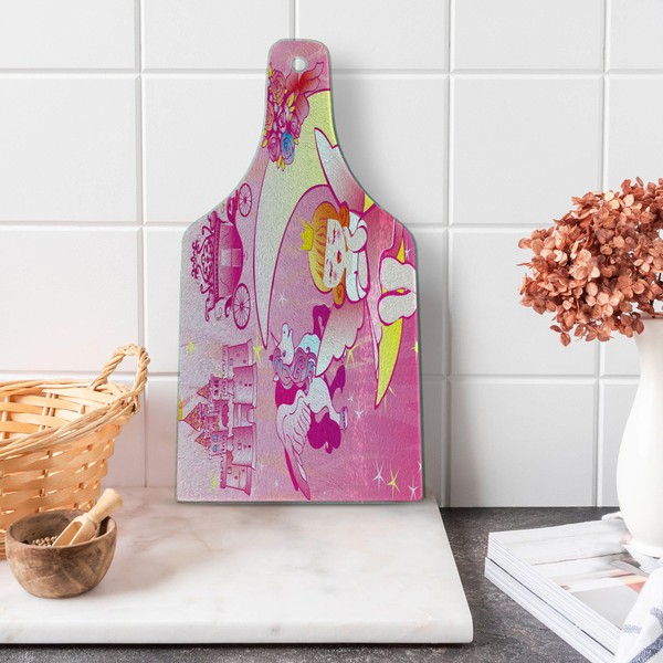 Ambesonne Pink Cutting Board, A Girl with Wings Sitting on