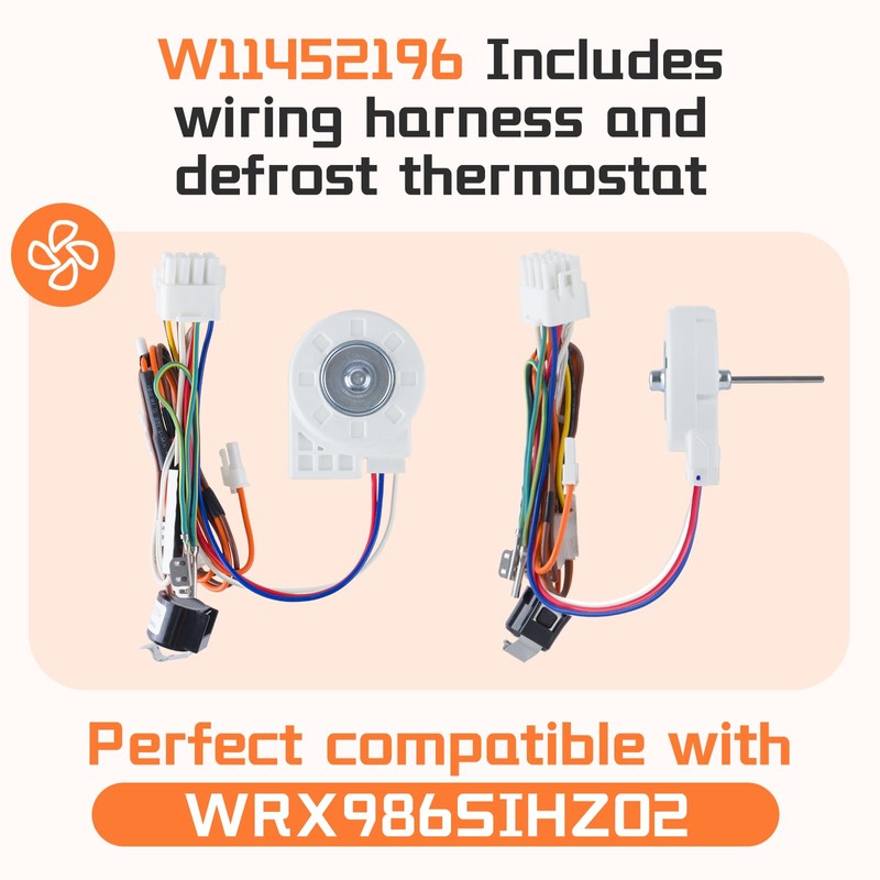 OEM W11452196 Refrigerator Evaporator Fan Motor Perfectly Compatible with Whirlpool