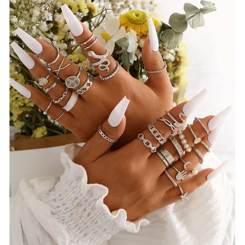 iF YOU 30 Pcs Vintage Knuckle Rings Set, Boho Butterfly