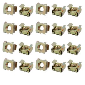 sourcingmap 20pcs M6 Carbon Steel Captive Cage Nut Brass Tone for Server Shelf Cabinet