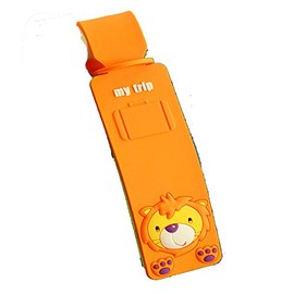 Happy Star® Cute Animals Luggage Tags Kids Holiday Suitcase Labels Boys Girls Travel Bag Identity for Children (Lion on Orange tag)
