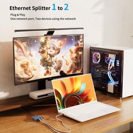 Gigabit Ethernet Splitter 1 to 2, Yinker 1000Mbps LAN Network Splitter 2 Port RJ45 Distributor with USB Power Cable, for Computer Laptop Router Set-up Box