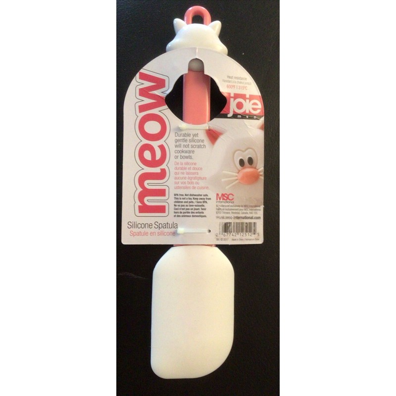 Joie Pink Meow Cat Kitten Rubber Spatula Cooking Baking White