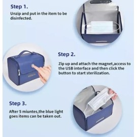 Neat Living 2 of Neat Living UV Sanitizer Bag with LED UVC Lights,color Navy, Model: XT226