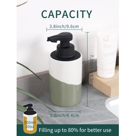 Bosilunlife Automatic Liquid Soap Dispenser Bathroom, Ceramic Soap Dispenser Touchless for Bathroom or Kitchen, Suit for Hand Soap, Shampoo, Shower Gel, Green & White