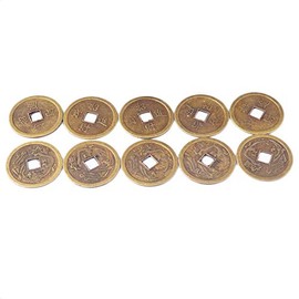 10pcs Chinese Coins Feng Shui Fortune Dragon-phoenix I-ching Coins + Gift Bag Y1017