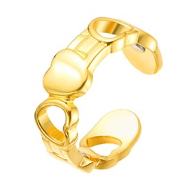 Copper Ring for Women, Adjustable Heart Shape Magnetic Rings Copper Jewelry (Golden, One size)