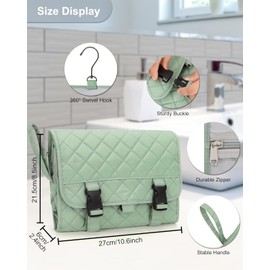Samtour Travel Hanging Toiletry Bag for Men Women Travel Kit Shaving Bag Waterproof Large Makeup Bag Wash Bag Makeup Organizer Cosmetic Case for Bathroom Shower Green Pro