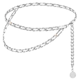 HIQUACC Leather Chain Belts for Women Girls, Layered Body Chain Belts Metal Waist Chain for Dress Vest Jeans