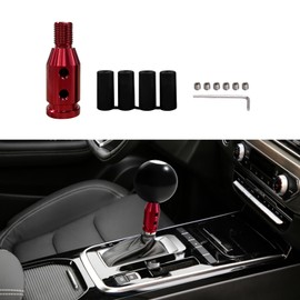 HAOBO Gear Shift Knob Adapter, Shifter Knobs Adapter, M12×1.25 Aluminum Alloy Shifter Adapter with Plastic Hose, Shifter Knob Boot Retainer Gear Stick Connector for Non-Threaded Shifters (Red)